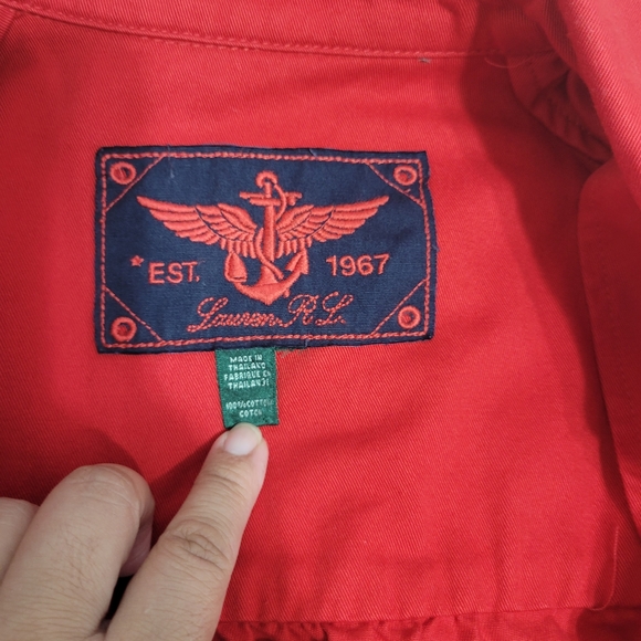 Lauren Ralph Lauren Red Cotton Cropped Double Breasted Jacket - Picture 7 of 16